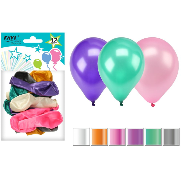 Let's Go Party balony metalizowane 12 sztuk RAVI